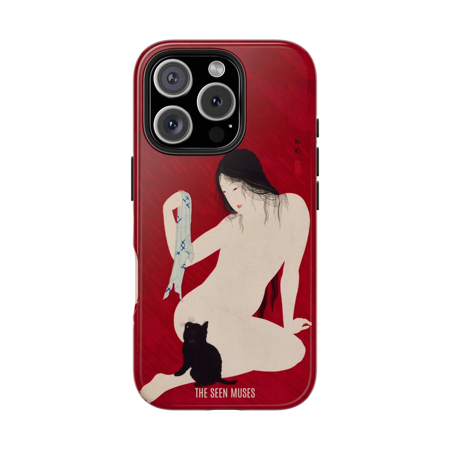 Nude playing with Cat by Takahashi Shōtai