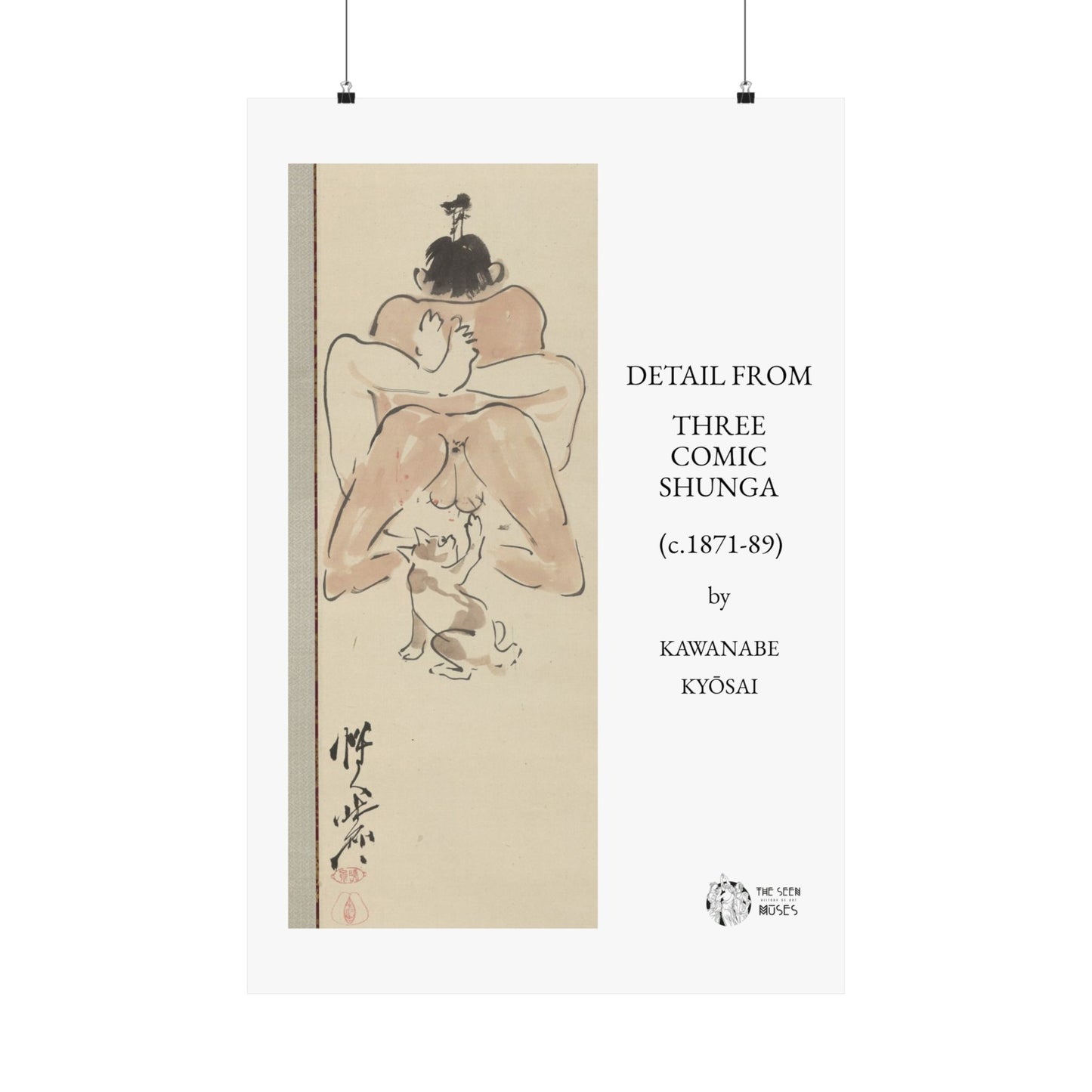 Hanging scrolls by Kawanabe Kyōsai. Detail from Three comic shunga paintings. Japan, circa 1871–1889