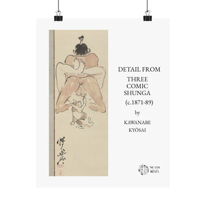 Hanging scrolls by Kawanabe Kyōsai. Detail from Three comic shunga paintings. Japan, circa 1871–1889