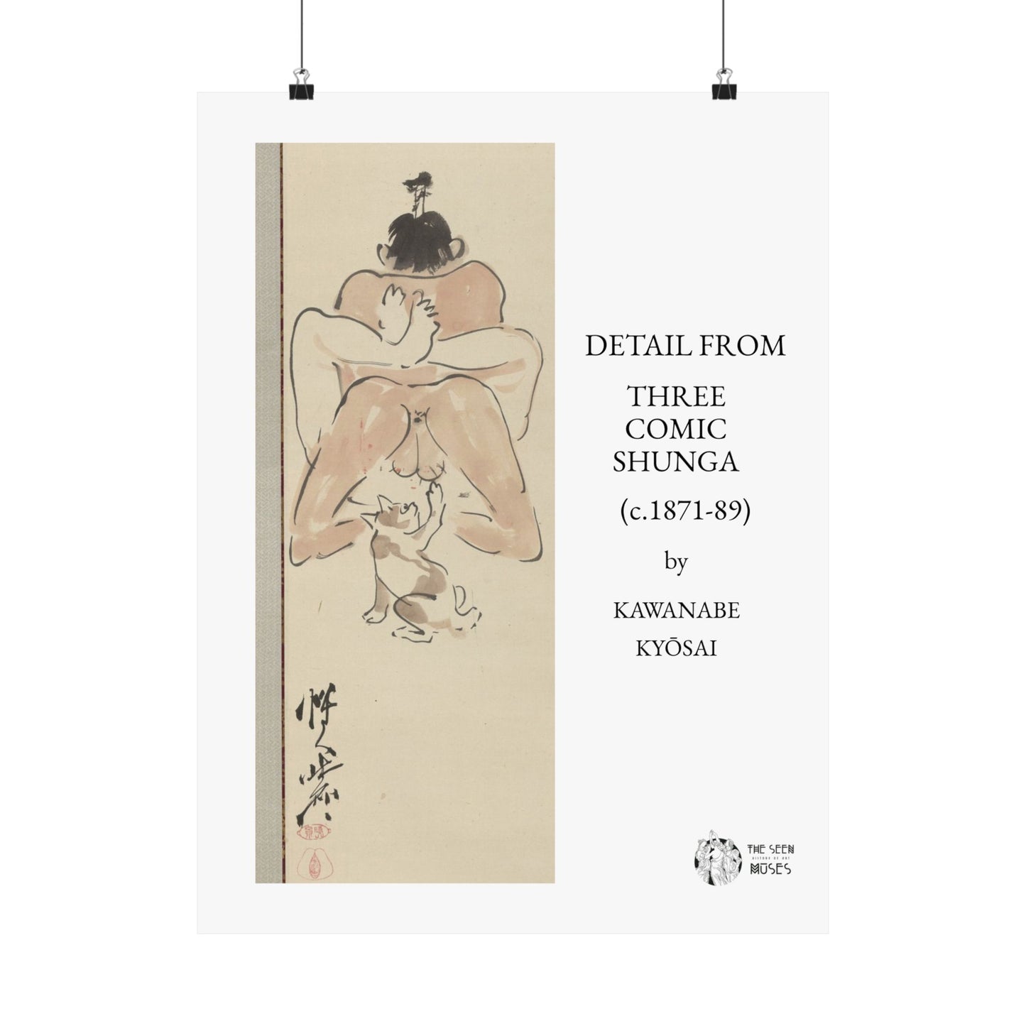 Hanging scrolls by Kawanabe Kyōsai. Detail from Three comic shunga paintings. Japan, circa 1871–1889