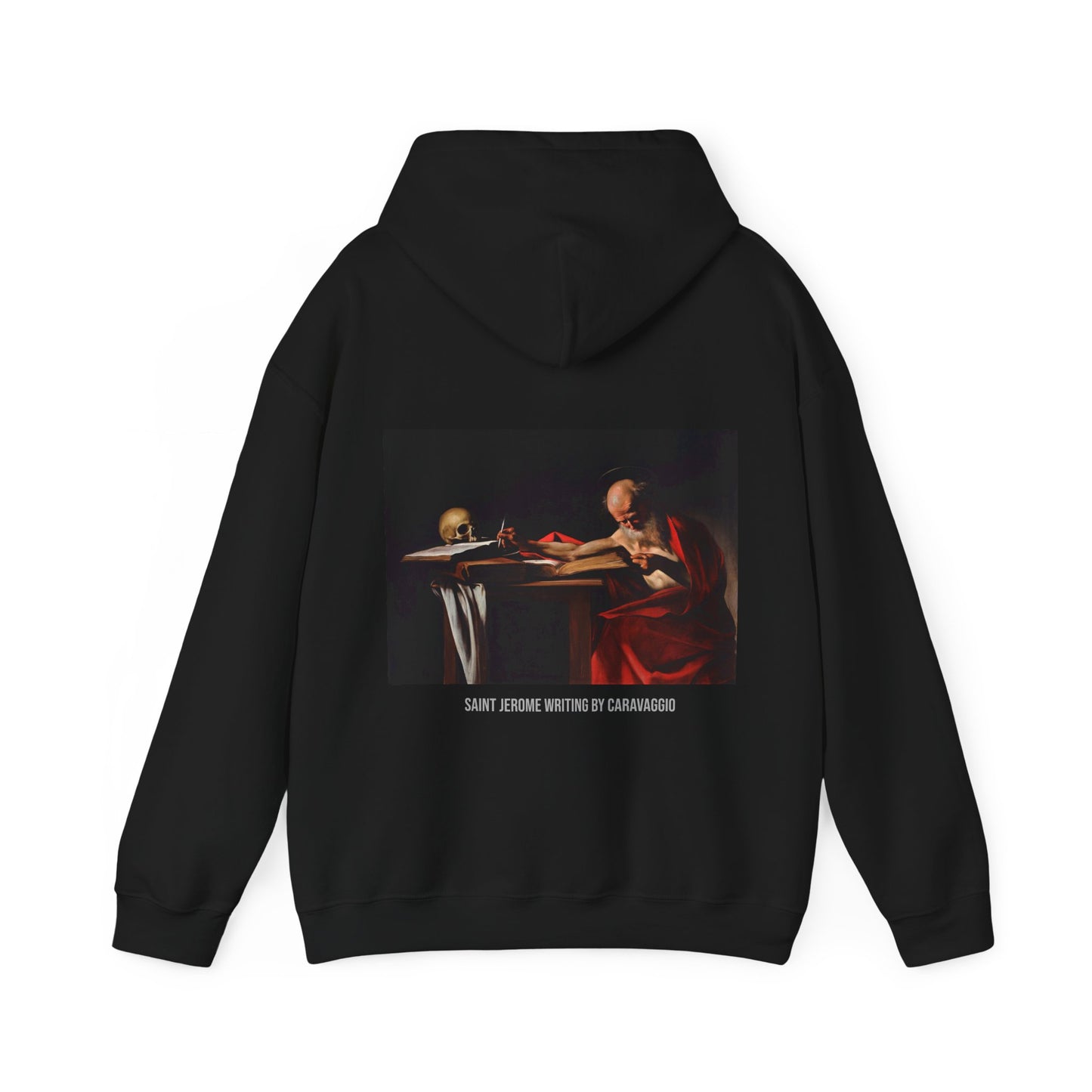 Hooded Sweatshirt- Saint Jerome Writing by Caravaggio (Front+Back)