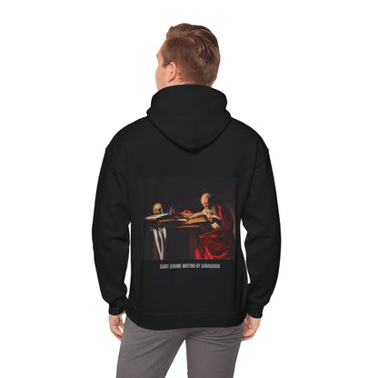 Hooded Sweatshirt- Saint Jerome Writing by Caravaggio (Front+Back)