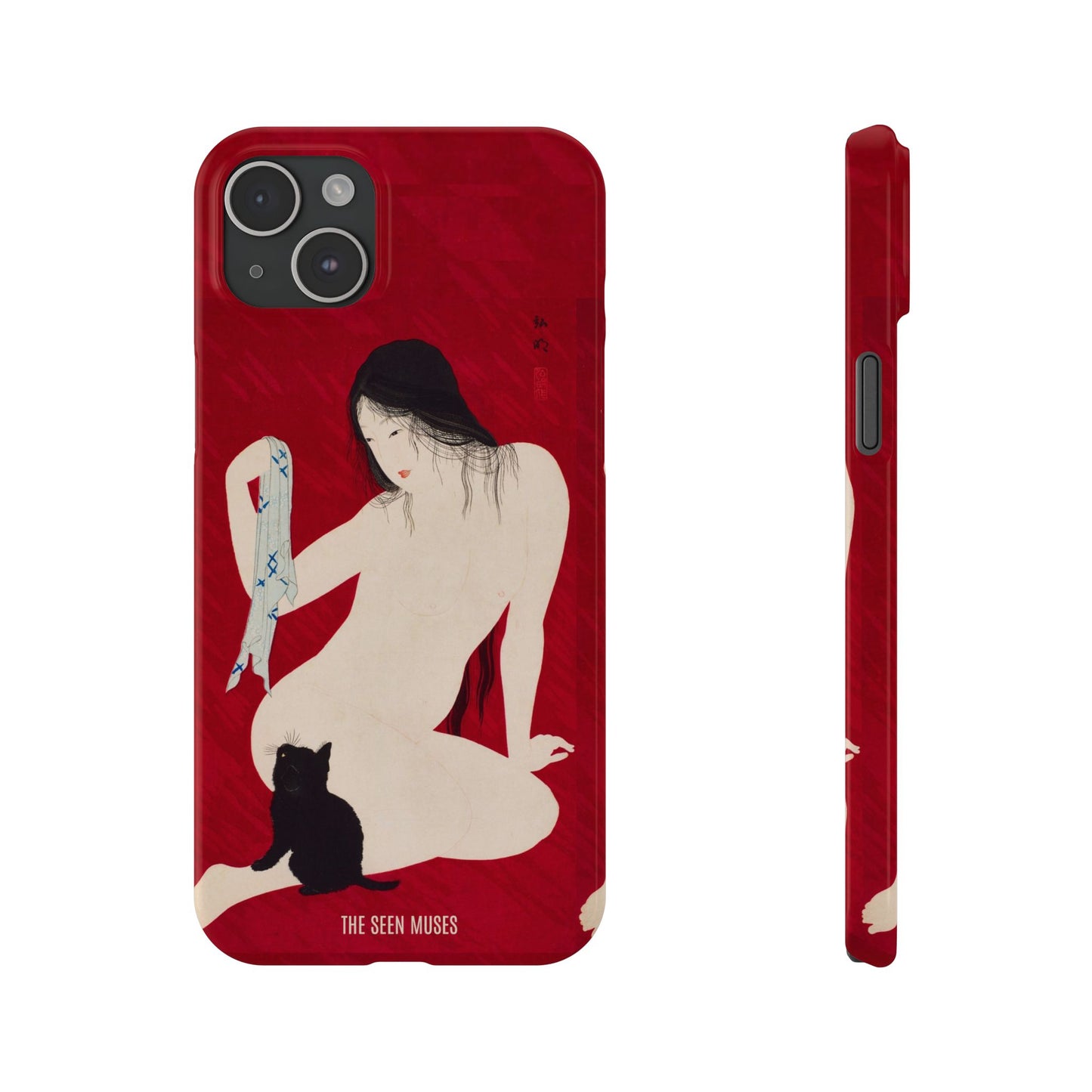 Nude playing with Cat by Takahashi Shōtei