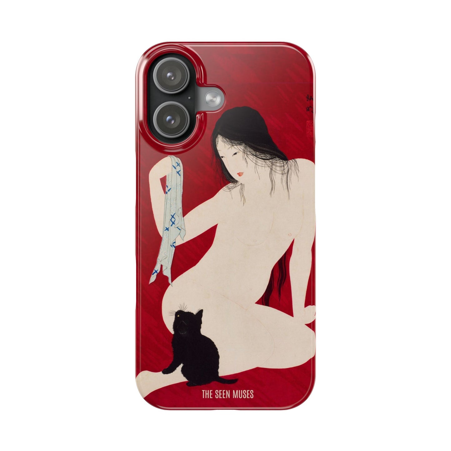 Nude playing with Cat by Takahashi Shōtei