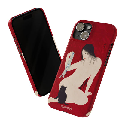 Nude playing with Cat by Takahashi Shōtei