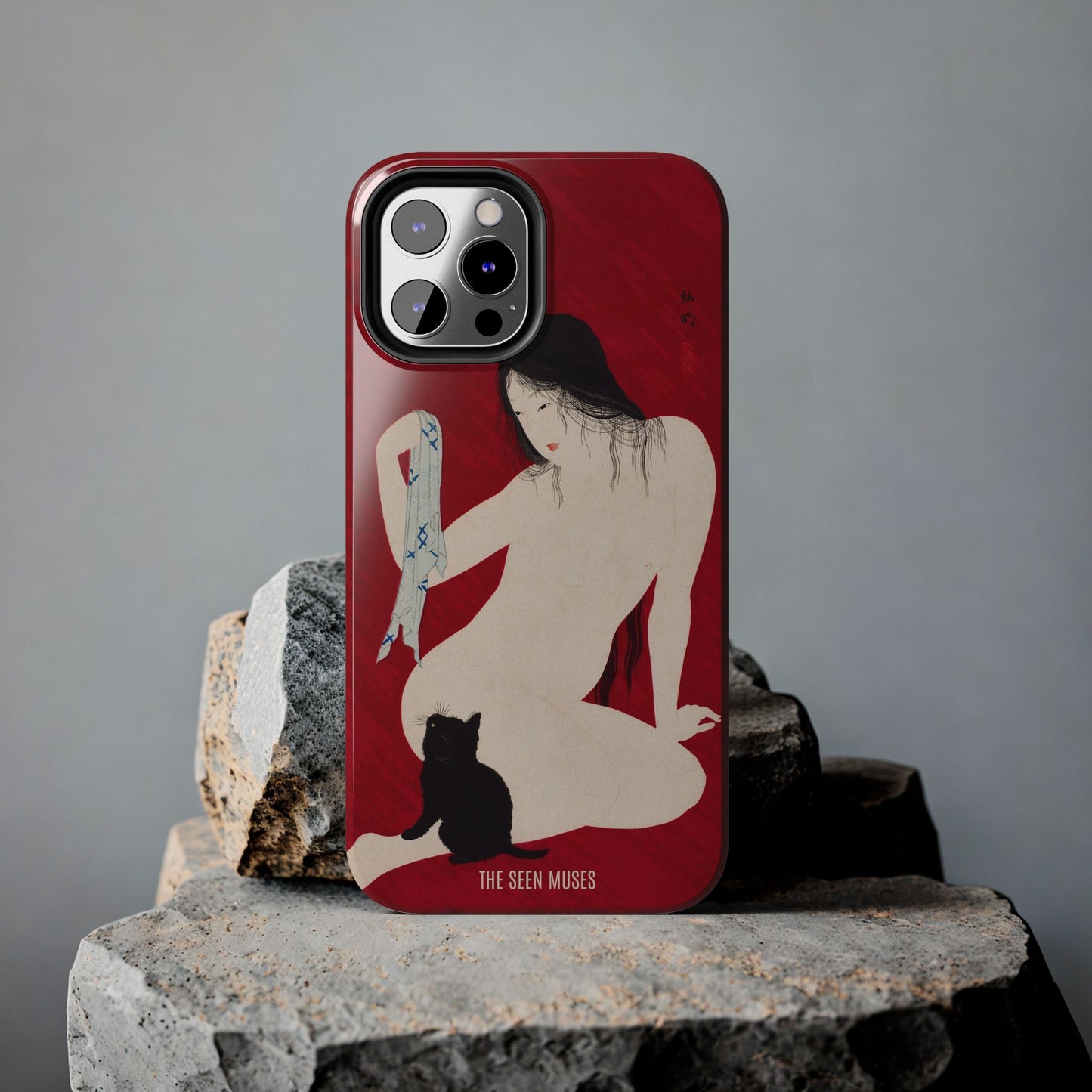 Nude playing with Cat by Takahashi Shōtai