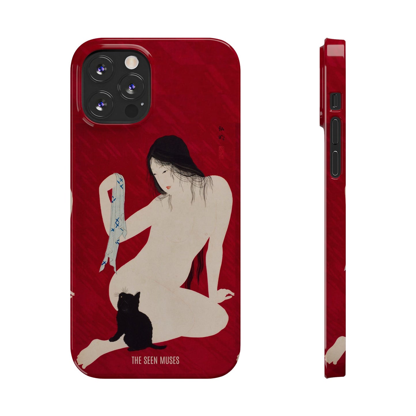 Nude playing with Cat by Takahashi Shōtei
