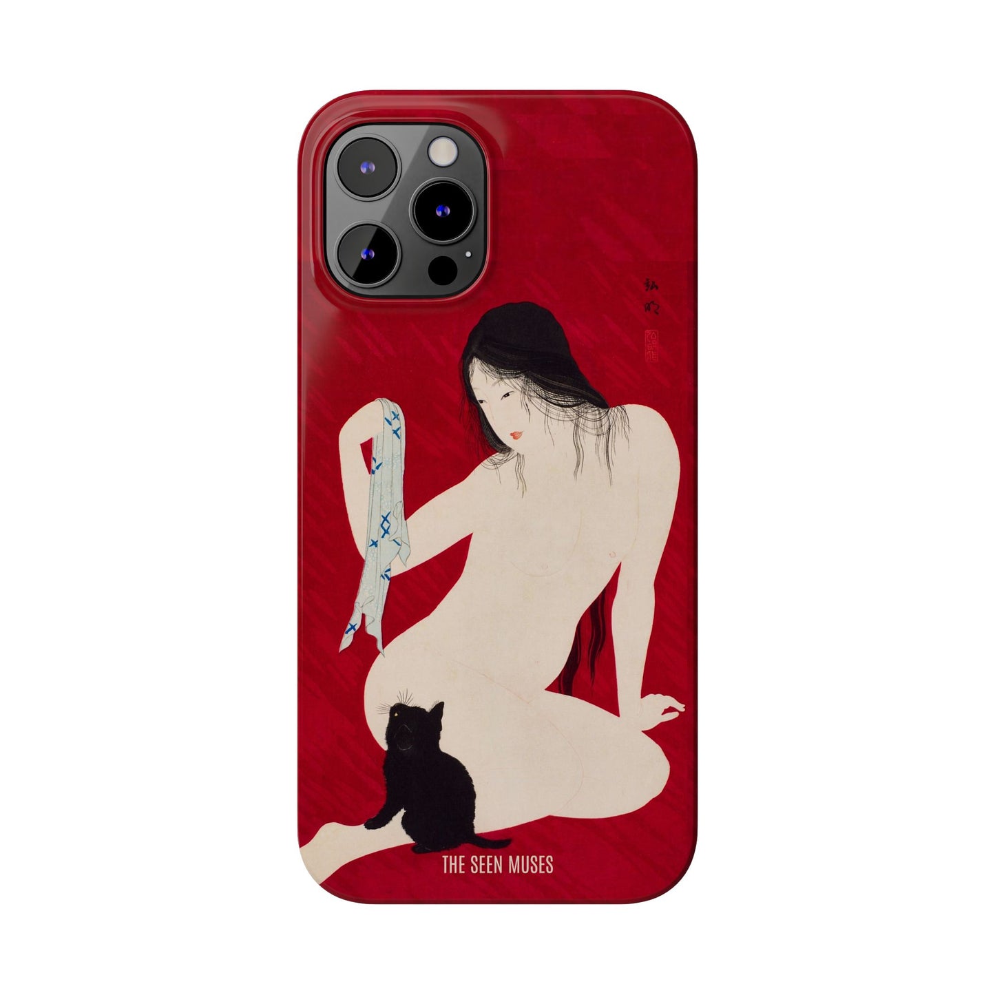 Nude playing with Cat by Takahashi Shōtei
