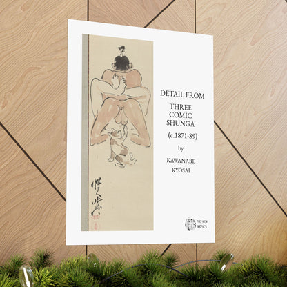 Hanging scrolls by Kawanabe Kyōsai. Detail from Three comic shunga paintings. Japan, circa 1871–1889