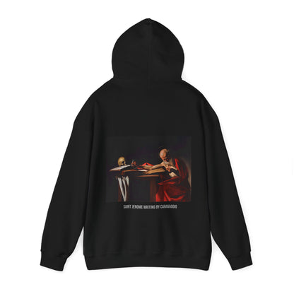 Hooded Sweatshirt- Saint Jerome Writing by Caravaggio (Front+Back)