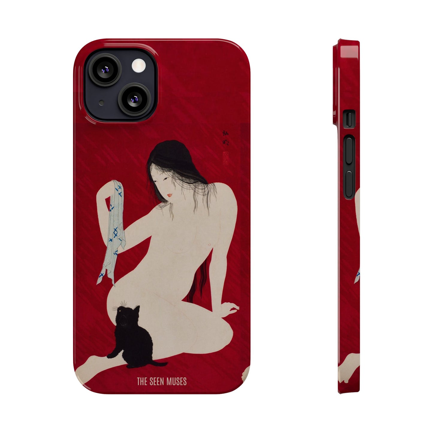 Nude playing with Cat by Takahashi Shōtei