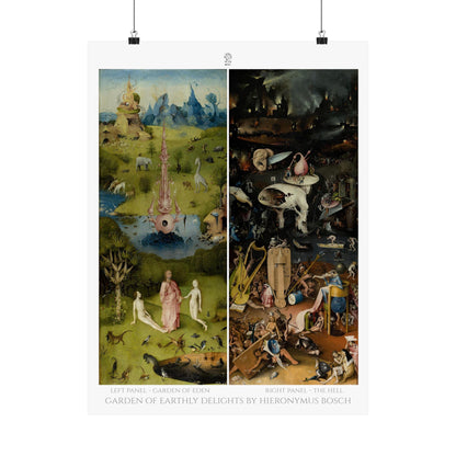 Left panel - Garden of Eden, Right panel - Hell, Garden of Earthly Delights by Hieronymus Bosch