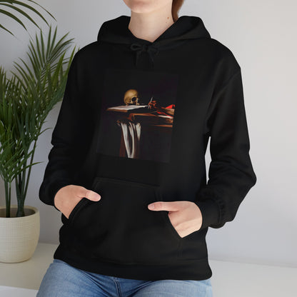 Hooded Sweatshirt- Saint Jerome Writing by Caravaggio (Front+Back)