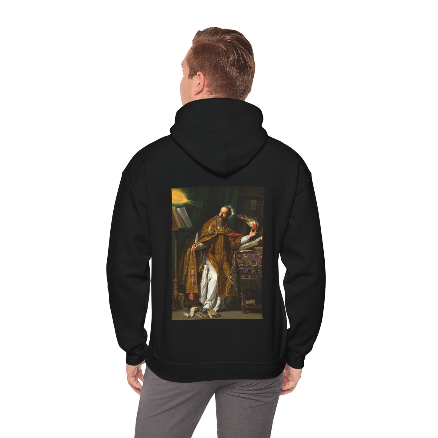 Hooded Sweatshirt- Saint Augustine by Philippe de Champaigne (Front+Back)