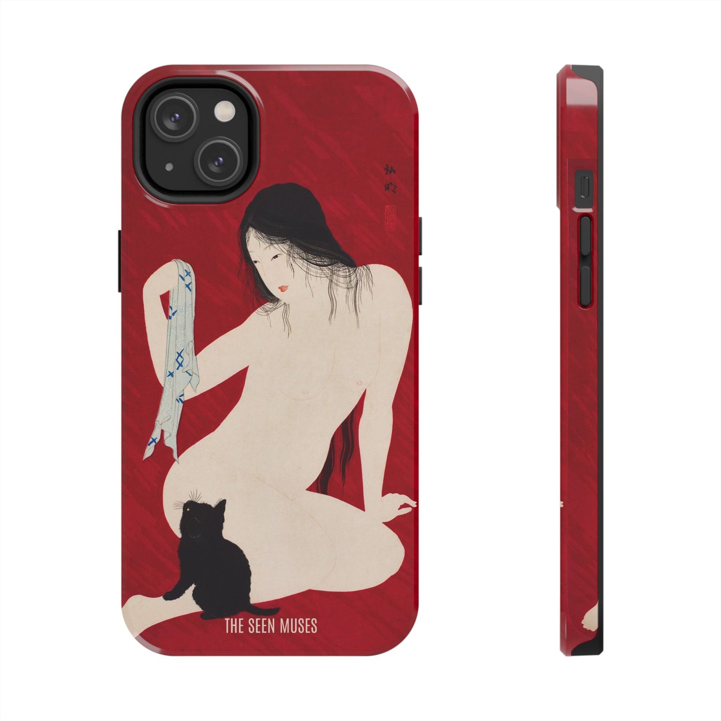 Nude playing with Cat by Takahashi Shōtai