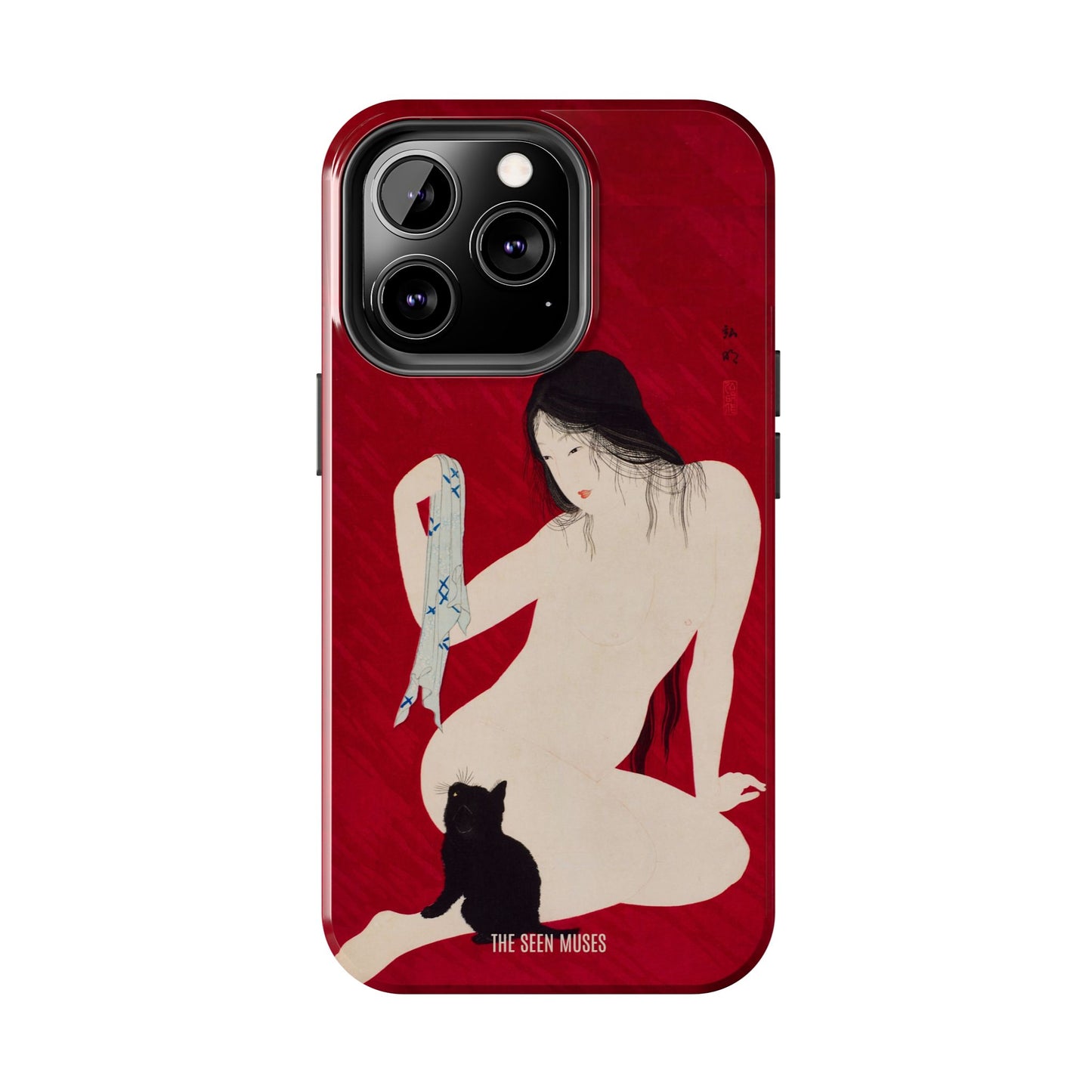Nude playing with Cat by Takahashi Shōtai