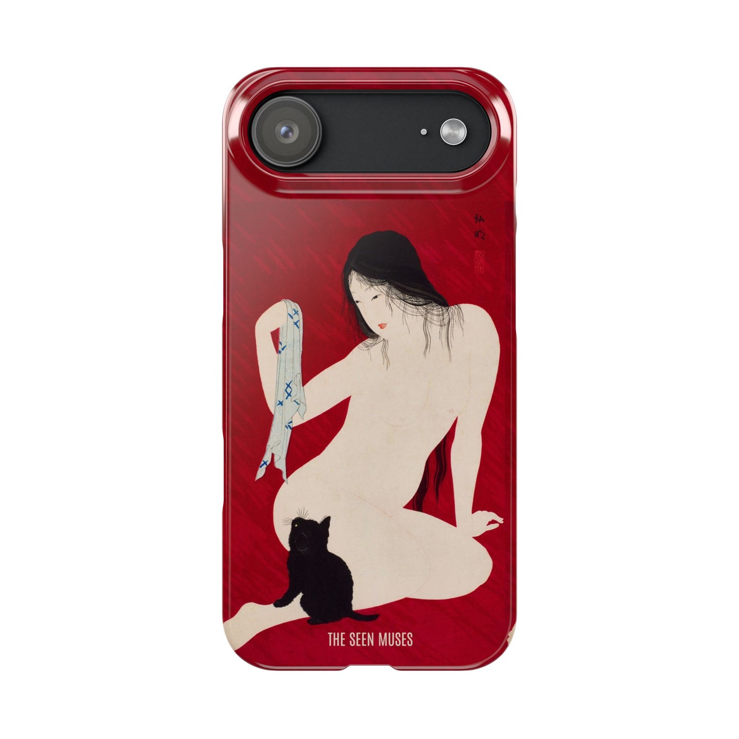 Nude playing with Cat by Takahashi Shōtei