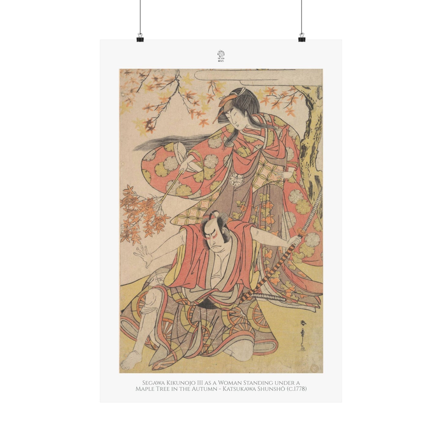 Segawa Kikunojo III as a Woman Standing under a Maple Tree in the Autumn - Katsukawa Shunshō (c.1778)